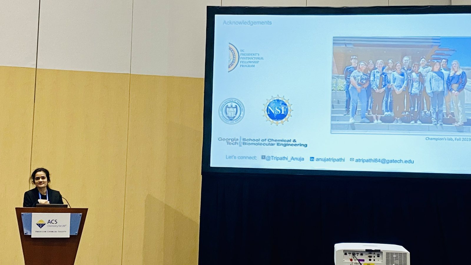 Anuja Tripathi presenting at the American Chemical Society Fall Meeting